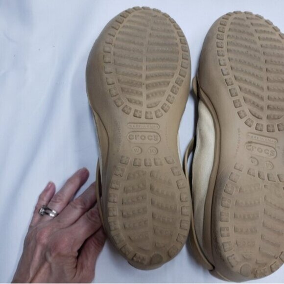 Crocs Slip On Celeste Tan Cream Canvas Size 10 Women's - Picture 11 of 13